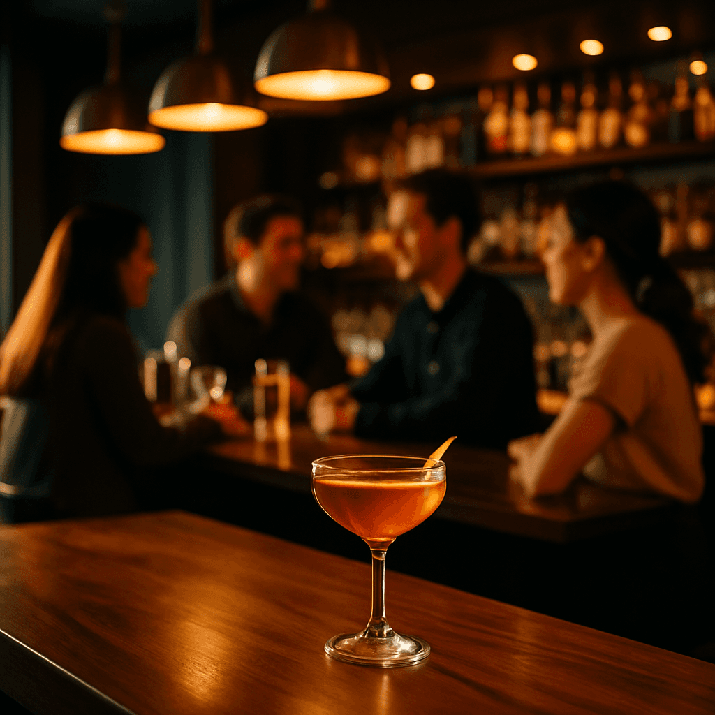 Polished bar interior at golden hour with craft cocktail foreground, Crossbar & Cactus